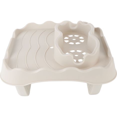 Table d'appoint pour jacuzzi avec trous de drainage, antidérapante et réglable, beige, idéale pour les jacuzzis, piscines et spas. (1/5)