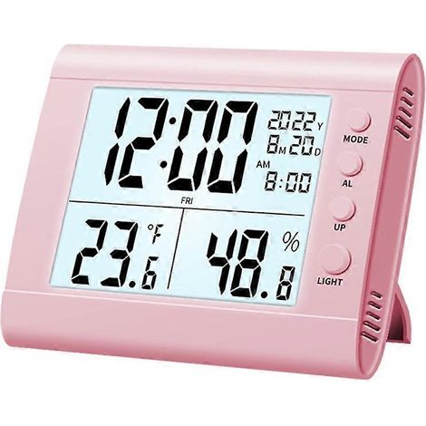 Horloge électronique à affichage LED avec date et jour de la semaine numériques 3D, alarme snooze, affichage de la température ambiante, horloge de bureau, C (1/5)