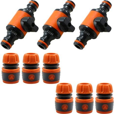 Faucet Connector Kit Garden Hose Fitting Hose Connector with Control Valve - Garden Hose Stop Valve Quick Hose Fittings for 1/2 Inch Hose - 3pcs