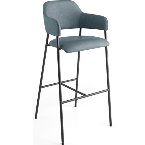 MOMMA HOME Set de 2 Taburetes de Asiento Elevado - Modelo DRIA - Color Azul - Material Ecopiel/Metal - Medidas 51x82x106H cm (1/5)