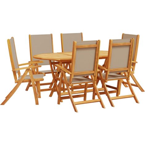 Set Pranzo da Giardino 7pz Legno Massello di Acacia e Textilene vidaXL (1/5)