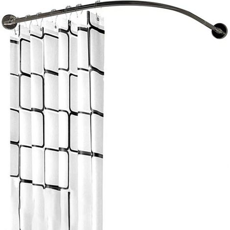 Tringle à Rideau de Douche en Forme de C, Rail de Douche en Forme de C  en Inoxydable 80-100 × 100-140cm, Sans PerçAge, Pour Salle de Bain, Magasin de Vêtements - Noir (1/5)