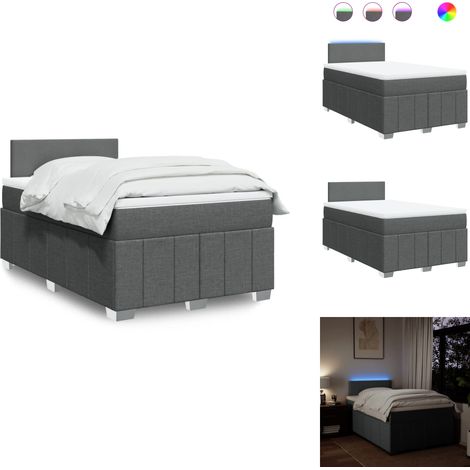 Sommier à lattes de lit avec matelas gris foncé 120x190cm tissu - Sommier À Lattes De Lit - Sommiers À Lattes De Lit - Lit - Meuble De Chambre À Coucher (1/5)