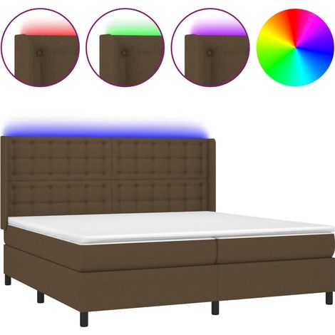 Maison Exclusive - Letto a Molle Materasso e LED MarroneScuro 200x200cm in Tessuto (1/5)