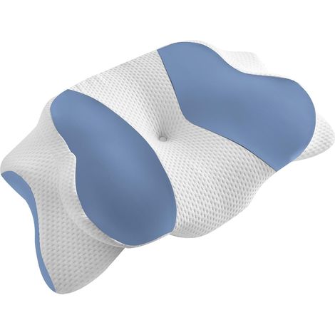 Oreiller Orthopédique Mémoire de Forme – Anti-Ronflement Soutien Cervical Ergonomique Blanc Bleu