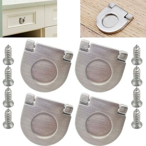 Juego de 4 tiradores invisibles de acero inoxidable, accesorios para cajones, armarios y roperos - Con tornillos (35 mm), tiradores para muebles de cocina, cajones y dormitorios -Crezuo