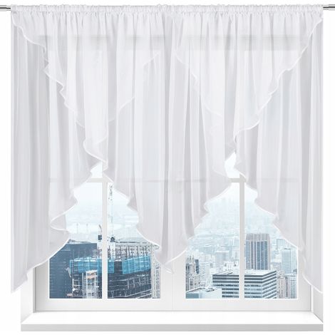 Klassischer, transparenter, weißer Briefumschlagvorhang, glatt, 300 x 145 cm, trendiger Stil, für Wohn- und Schlafzimmer