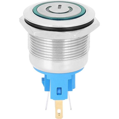 Lot de 2 boutons-poussoirs IP65 DC12-24V 22 mm en acier inoxydable, 6 broches, avec signal vert. (1/5)