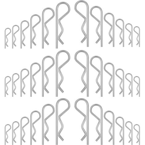 Assortiment de 40 Goupilles Fendues et Clips R Inox, Goupilles de Retenue à Ressort pour Tracteurs et Tondeuses