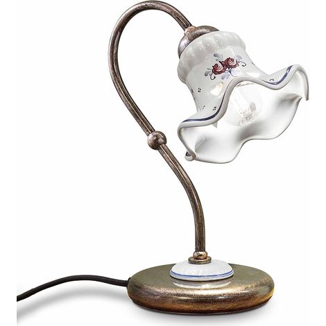 Lumetto Classico Chieti Metallo E Ceramica Nero Sfumato Rame 1 Luce E14 (1/4)
