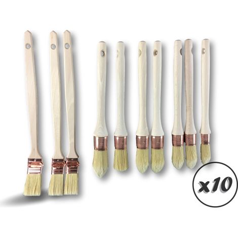Kibros – Pack de 10 pinceaux ronds et plats coudés – Fabrication 100 % française – Pour peinture glycéro et acrylique – SKU PINCOP10X10 (1/5)