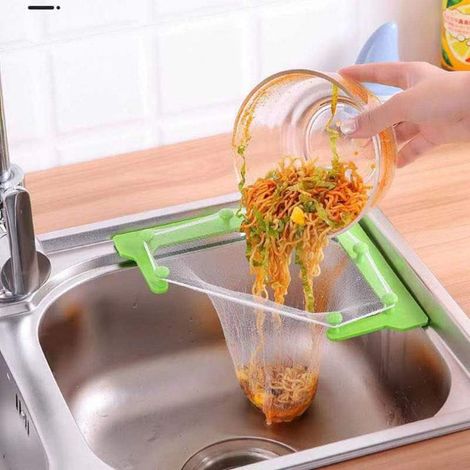 Filtre Triangulaire pour la Cuisine, crépine d'angle pour l'évier, Grille d'égouttage à Filet Fin pour(1 Support + 200 Sacs de Filtre) (1/5)
