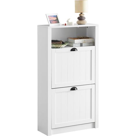 Scarpiera con 2 ante e 4 ripiani con scomparto aggiuntivo per scarpe L60P24A110 cm Bianco FSR87-K-W SoBuy (1/5)