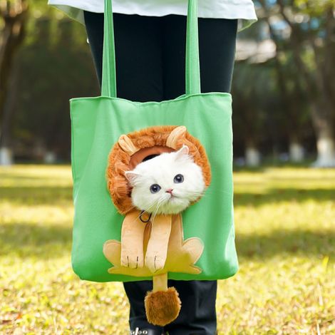 Irovami Sac de transport pour chat bandoulière et à main avec ouverture transparente, marron, à porter à l'épaule