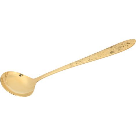 Cuillère de Service en Laiton Poli Miroir, Bord Brillant et Robuste pour Cafés, Hôtels, Restaurants (1/5)