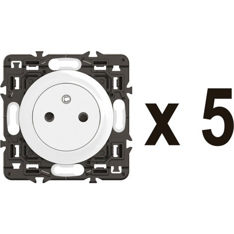 Paquete de 5 enchufes con toma de tierra, requiere montaje, LEGRAND Celiane, blanco LEGRAND