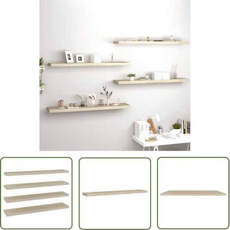 The Living Store Schweberegale 4 Stk. Eichen-Optik 120x23,5x3,8 cm MDF - Schweberegale - Wandregale - Regalset - Wohnwandgestaltung - Eichendekor (1/5)