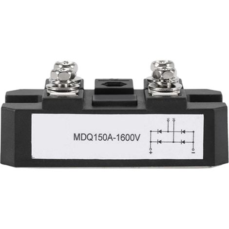 Pont redresseur monophasé noir à diodes, 150 A, haute puissance, 1600 V (1 pièce) (1/5)