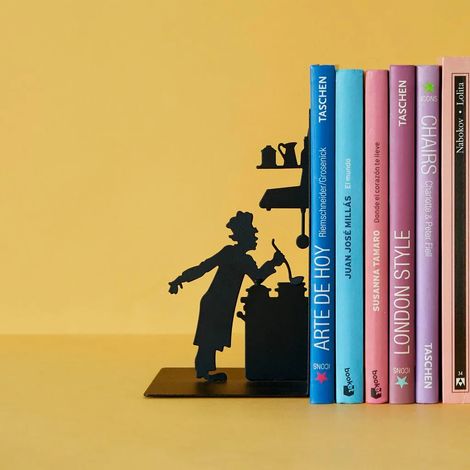 Serre-livres Le Chef noir, support de rangement pour livres de cuisine, décoration de cuisine, fixation stable, pièce unique (1/5)