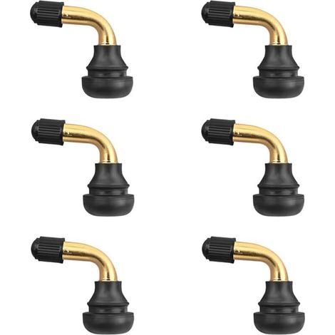 6 Pièces Valve De Pneu PVR70, Valve Pneu Tubeless, Valves De Roue à Angle 90 Degrés, Valves Tige Bent 90 Degrée Angulaire pour Motos Voitures Vélos Scooter Accessoires(1.9×1.5cm) (1/5)