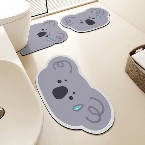 LAN Tapis de lavabo Koala Embarrassant 4080cm (pièce unique) Ensemble de tapis de toilette (ensemble de trois pièces) avec une texture de terre de diatomées en forme d'animaux de dessin animé, convien (1/4)