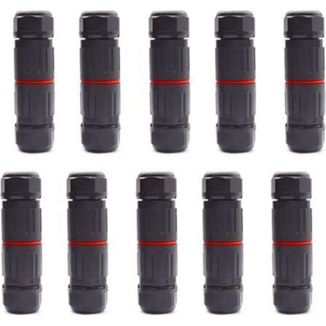10 Stück IP68 Wasserdichter Elektrischer Kabelverbinder, 3-polige Buchse, Wasserdichte Stecker, Außensteckdose, Wasserdichte Kabelverbinder-Verschraubung