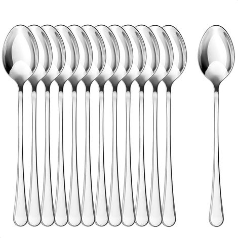 12 cuillères à latte macchiato en inox 20,5 cm, idéales pour bar et long drink. (1/5)