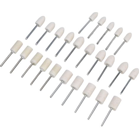 Lot de 25 meules feutre polissage laine, embouts ponçage rotatifs pour perceuse, accessoires tête meuleuse outil rotatif (1/5)