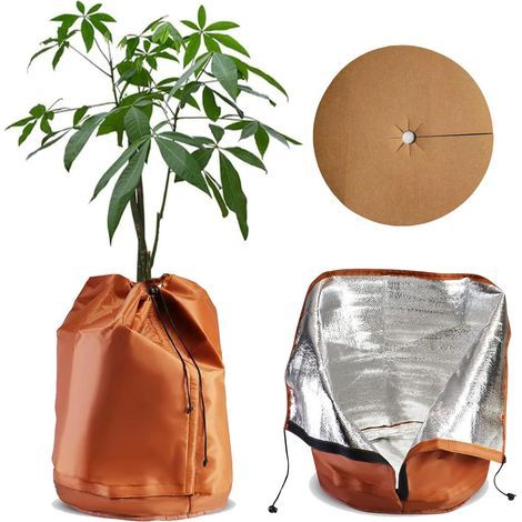 Housses d’Hivernage pour Plantes en Pot, Housse Hivernage Plante, Sac de Protection Thermique pour Pot de Fleurs, Sac Protection Contre Le Gel Hivernal pour Plantes en Pot - Couleur Marron (1/5)