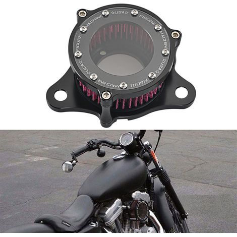 Pièces de moto : Modification du filtre à air rétro transparent X48 HaLei CNC pour Harley XL883/1200