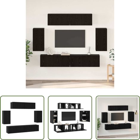 vidaXL Rangement salon - Ensemble meuble TV 6 pcs Chêne noir Bois d'ingénierie (1/5)