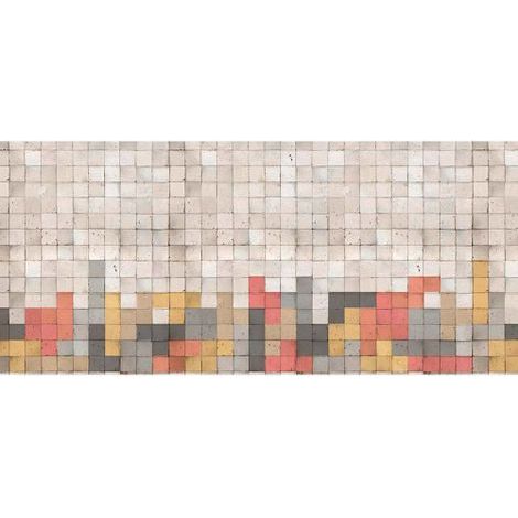 Papier peint panoramique motif mosaïque Tapisserie panoramique originale pour salon Papiers peints panoramique multicolore design (1/3)