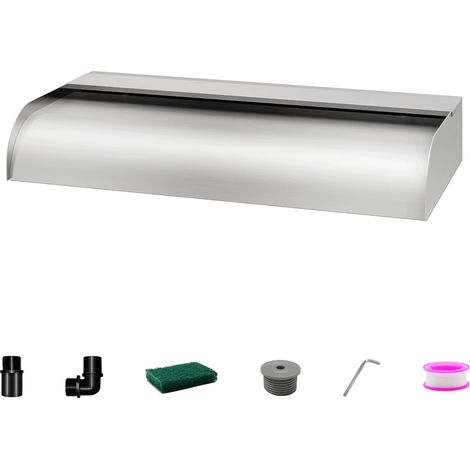 Fontaine De Piscine, Cascade Bassin Exterieur en Acier Inoxydable 30cm De Long, Déversoir De Sortie Incurvé De Largeur 18 cm avec Accessoires pour La Décoration D'étang, Patio,Jardin (1/5)