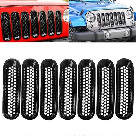 Calandre avant en maille noir mat pour Jeep Wrangler JK (2007-2017) (1/4)