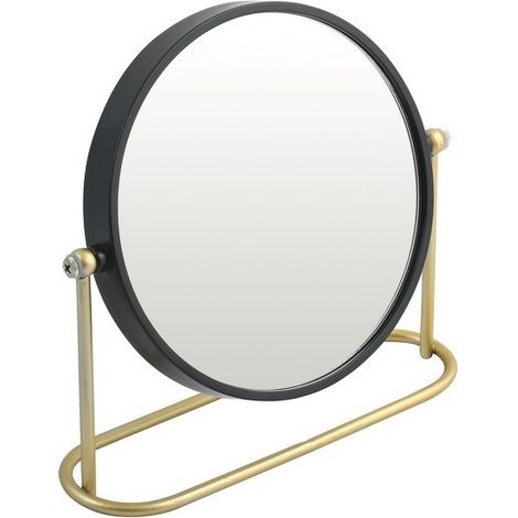 Miroir grossissant sur pied Acier BLY Noir mat & Doré Spirella (1/2)