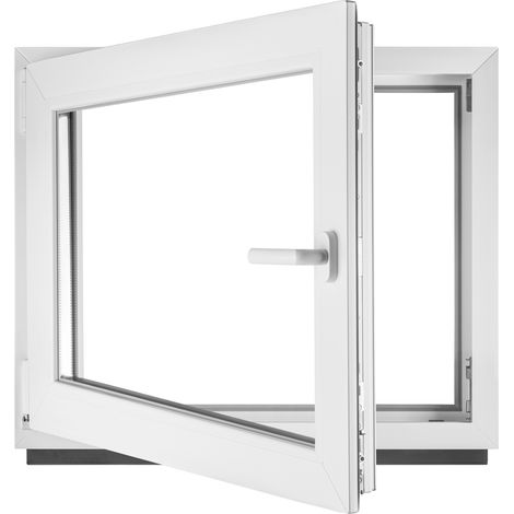BauPlaza - Finestra Serramenti in pvc bianco - vetro camera Larghezza x Altezza 80 x 60 cm apertura sinistra 800 x 600 mm funzione girevole (1/5)