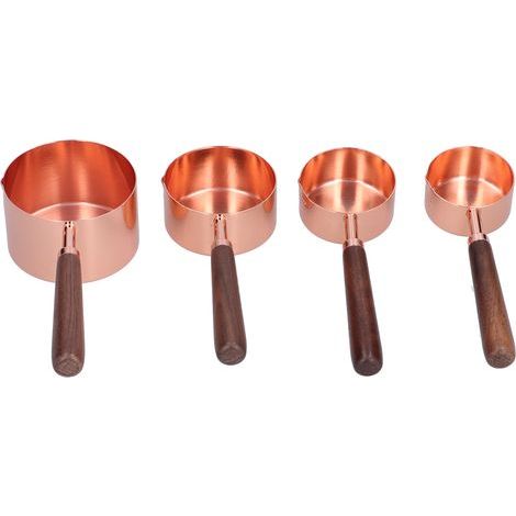 Lot de 4 cuillères doseuses en acier inoxydable couleur or rose, avec échelle, pour cuisine domestique. (1/5)