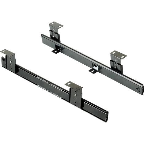 Kugelgelagerte Tastaturschubladenschiene – Verstellbar von 35 bis 575 mm – Schwarz verzinkter Stahl – 2er-Set fürs Büro (1/5)