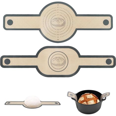 Silicone Baking Mat for Dutch Oven - Non Stick Reusable Baking Mat with Non Burning Handles, Pizza Friendly/Sourdough Bread (Round (1/5)