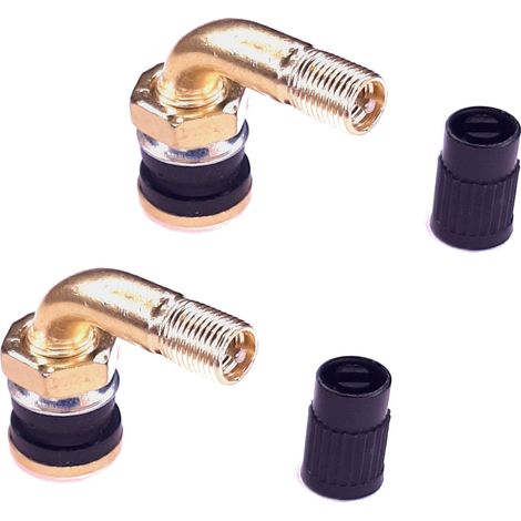 2x valve tubeless acier laiton Schrader PVR32 90° pneu chambre tubeless moto scooter quad (1/2)