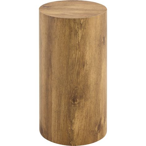 Mesa auxiliar redonda de MDF con acabado efecto madera, 30 x 55 cm, diseño minimalista (1/5)