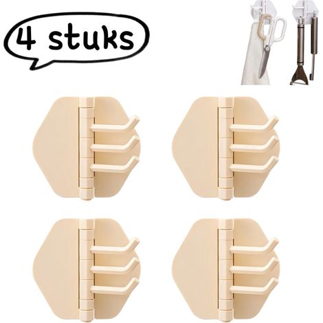 Lot de 4 crochets d'angle adhésifs sans perçage, crochets de rangement pour salle de bain et cuisine, porte-clés et lunettes, jaune (1/5)