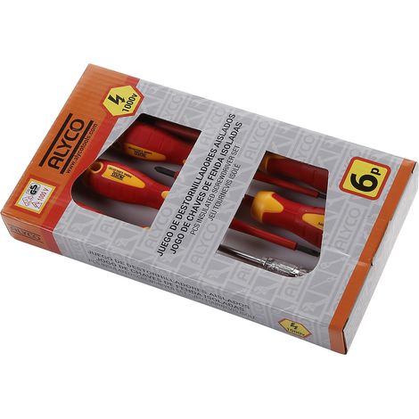 JEU DE 6 TOURNEVIS ISOLÉS VDE DANS BOÎTE EN CARTON ALYCO ORANGE (1/5)