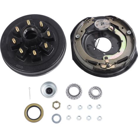 17PCS Kit de frein d'essieu remorque avec moyeu tambour 8 trous 6,5 pouces pour remorque cargo bateau 7000 lb, axe compris (1/5)