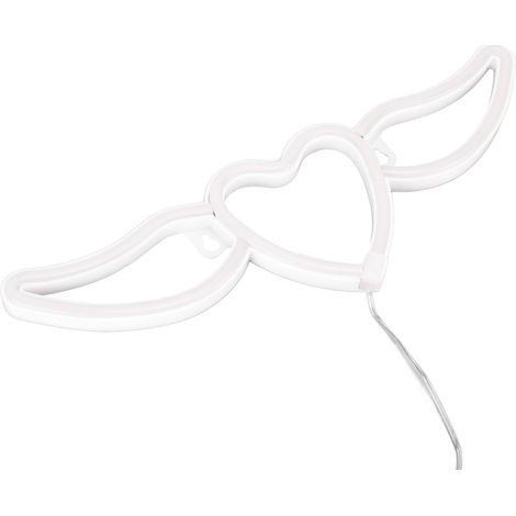 Enseigne lumineuse néon en forme de cœur, sûre et économe en énergie, double alimentation, ailes en forme de cœur, pour la Saint-Valentin et les mariages (lumière bleue, lumière rouge). (1/5)