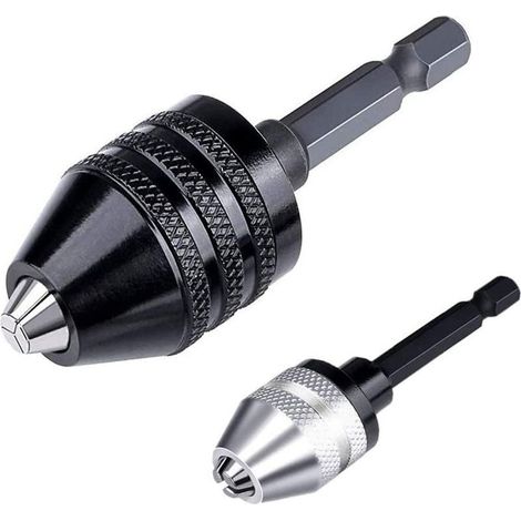 2 pièce 0.3-3.4 mm, 6.35mm (1/4") Keyless Foret Mandrin hexagonale Mandrin sans clé Changement rapide adaptateur convertisseur adaptateur (1/5)