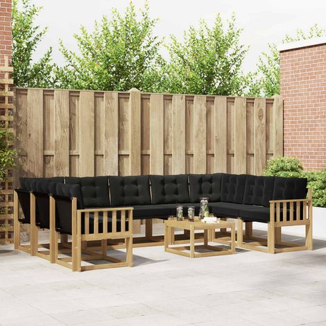 vidaXL Ensemble de canapés d'extérieur 10 pc Blanc et noir (1/5)
