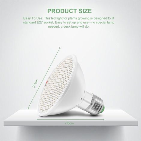 Lampe LED E27 Croissance Plantes Spectre Complet 200 LED Intérieur Serre Jardin Plantes Grasses Fleurs (1/5)