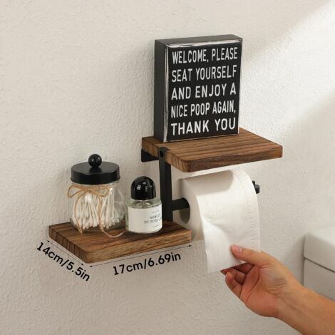 Wall Mounted Toilet Paper Holder with Shelf, Wall Mounted Toilet Paper Holder with Shelves Bathroom Tissue Holder Roll Holder - 2
