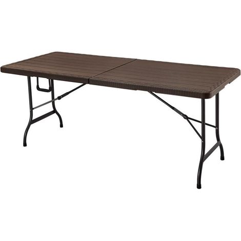 Table pliante - 180 cm de long - marron (1/4)
